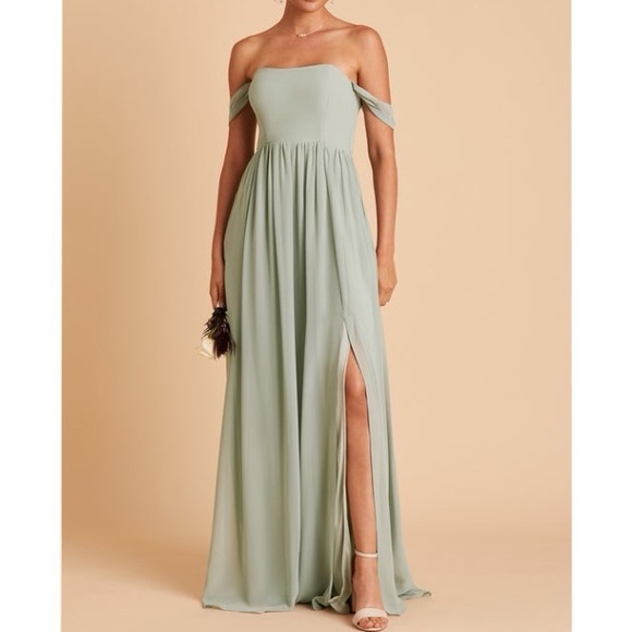 Birdy Grey Dresses & Skirts - Birdy Grey Sage Chiffon August Convertible Sleeve Strapless Bridesmaid Dress